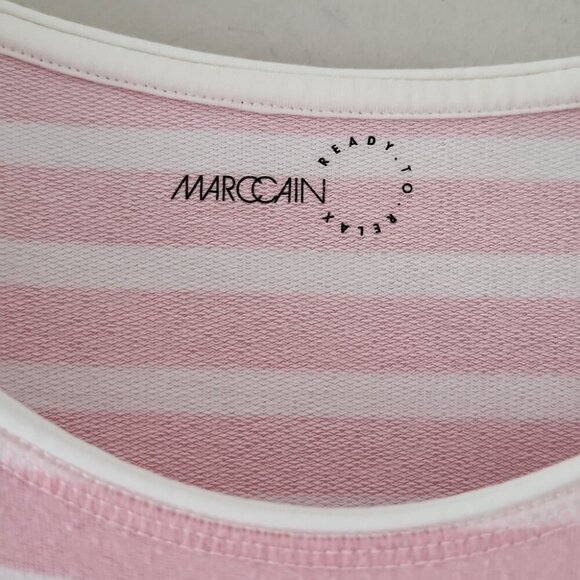 MARC CAIN | Shirt Dress Striped Dropped Waist Drawstring Pink Sz 12 14 - Picture 4 of 9